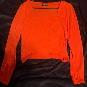 Square Neck Orange Soft Longsleeve